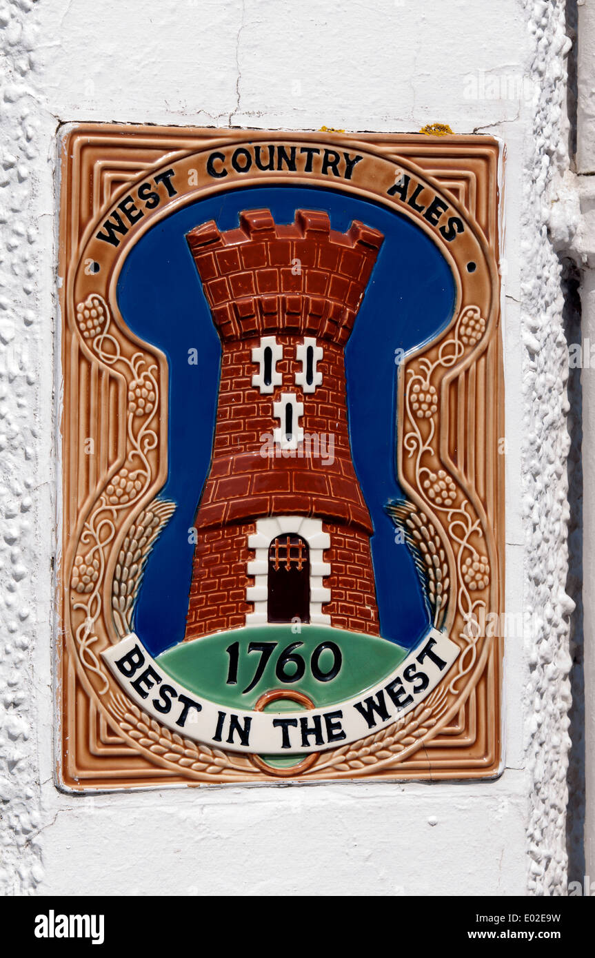 West Country Ales plaque on the Cross pub, Aylburton, Gloucestershire, England, UK Stock Photo
