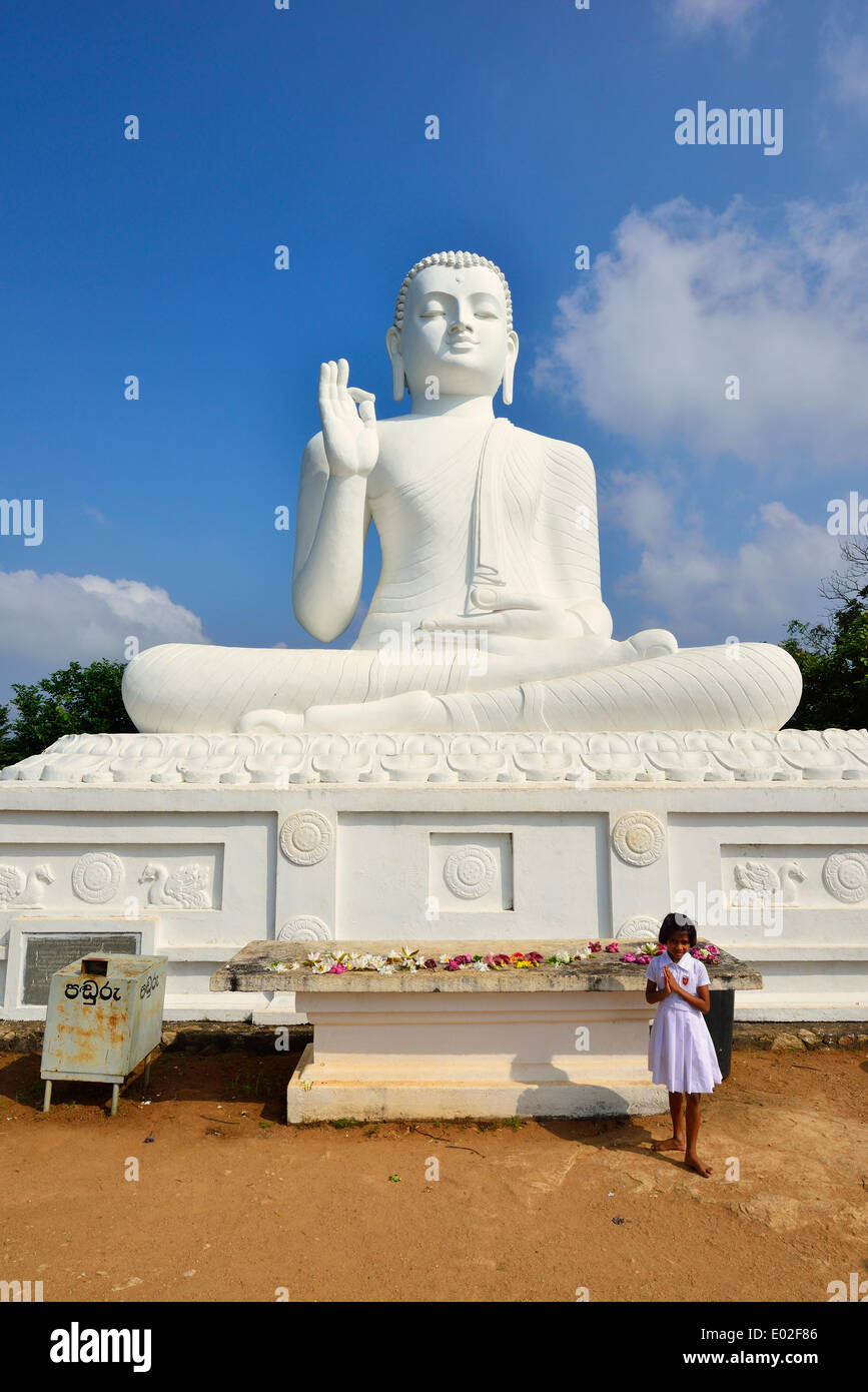 Buddha statue in the lotus position in the Buddhist monastery of Mihintale, Anuradhapura, North Central Province, Sri Lanka Stock Photo