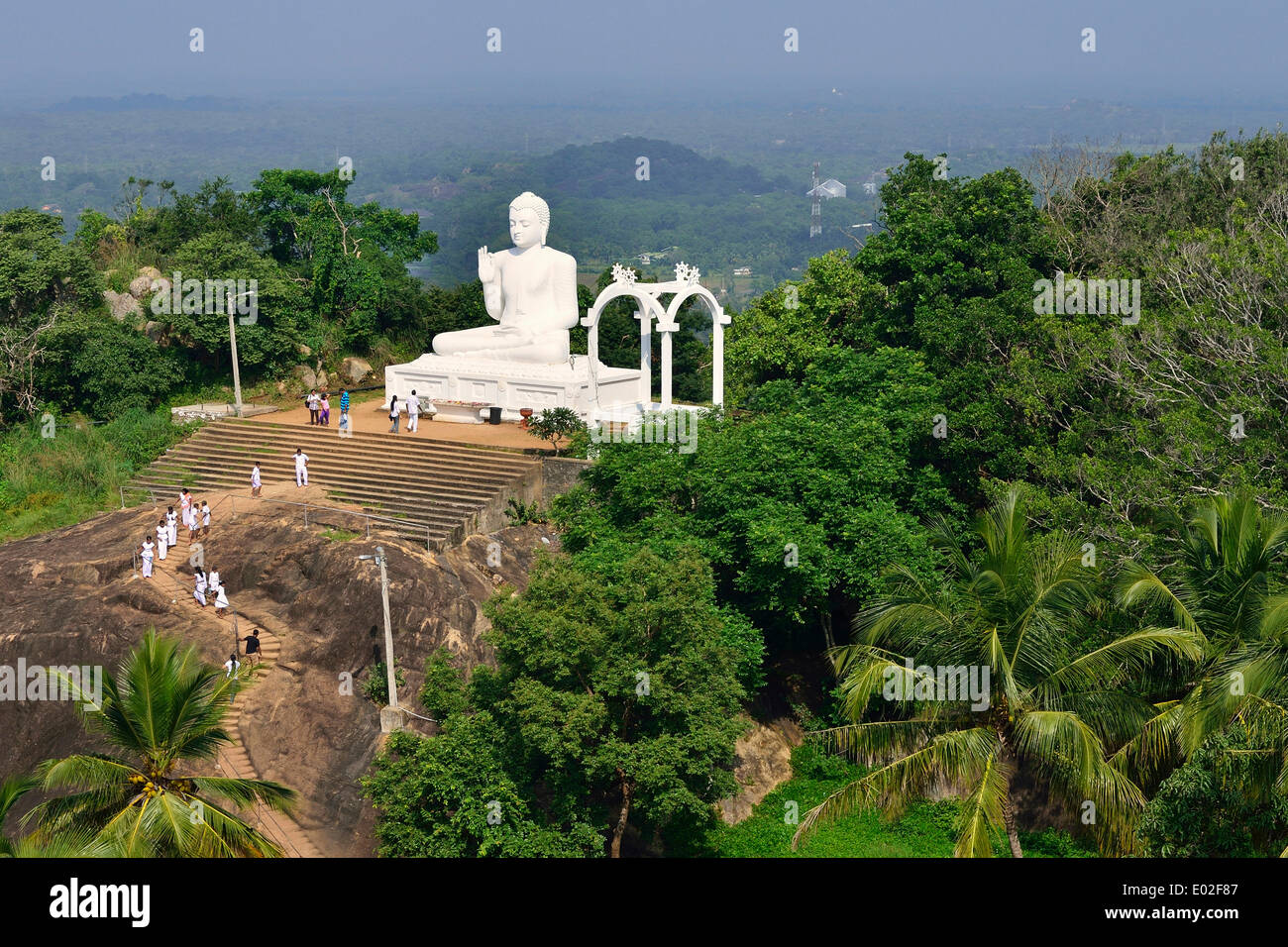 Buddha statue in the lotus position in the Buddhist monastery of Mihintale, Anuradhapura, North Central Province, Sri Lanka Stock Photo