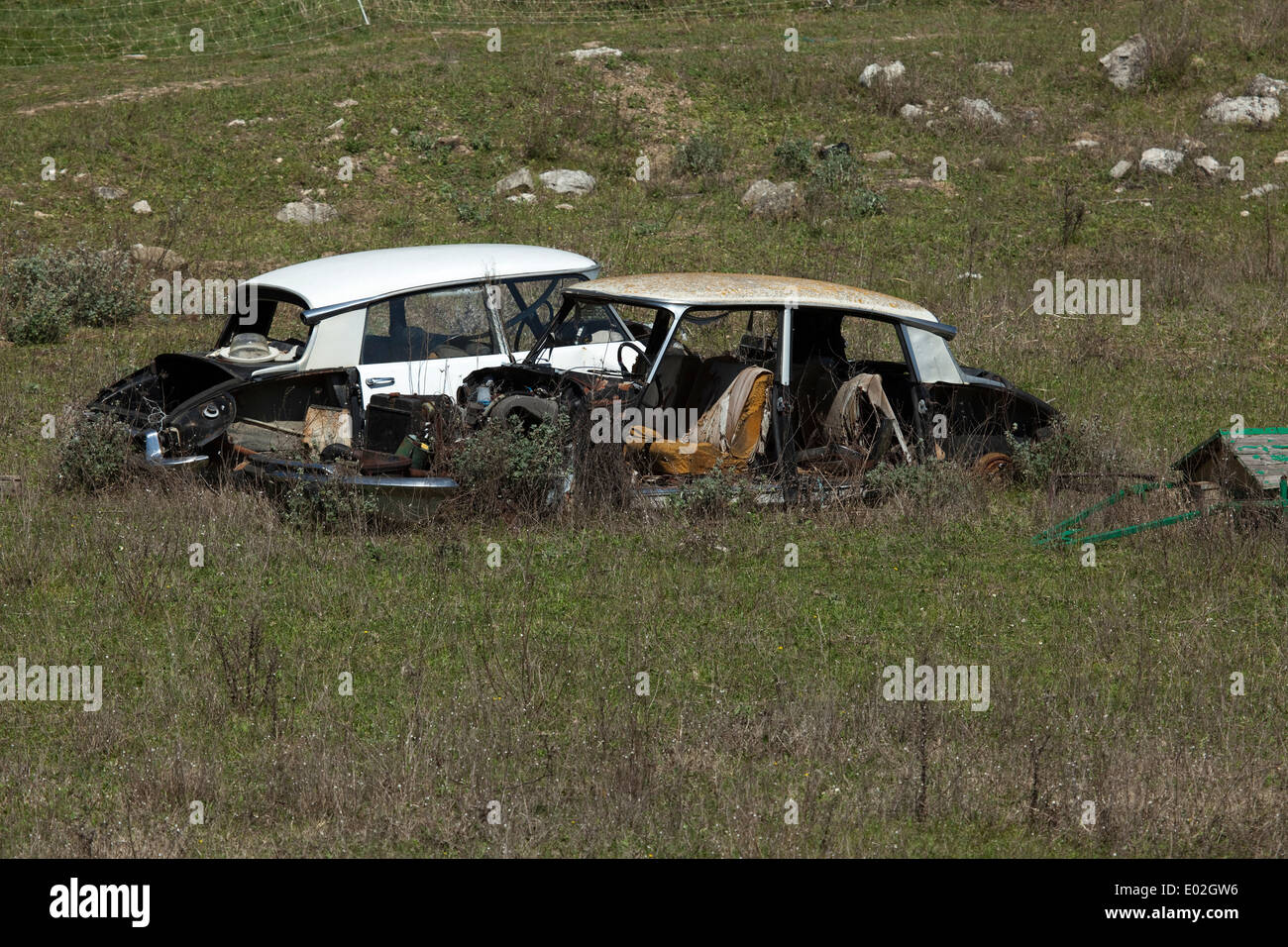 Wrecks of DS 19 and ID 19 Citroen Stock Photo