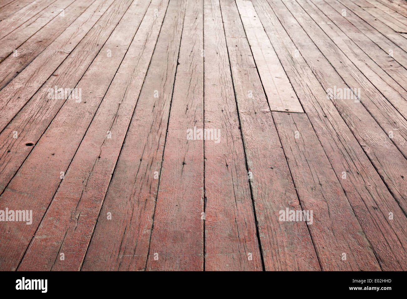 Red wooden floor perspective. Background photo texture Stock Photo