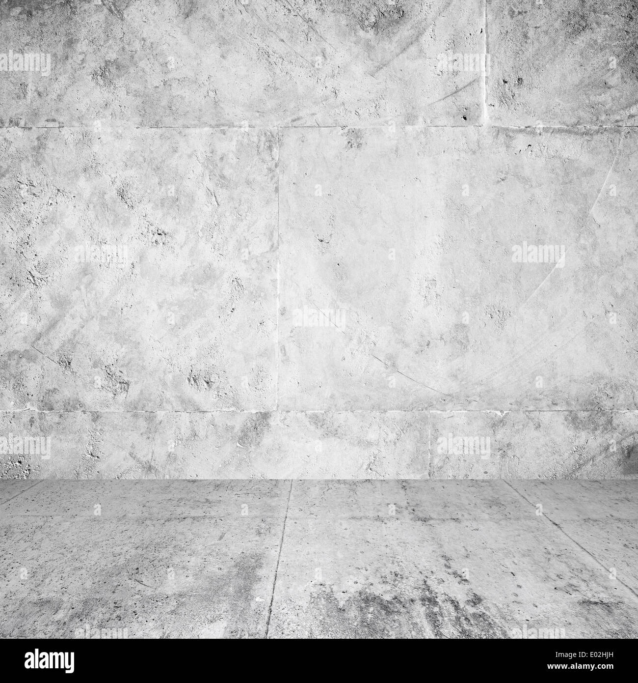 Abstract interior of empty room with white concrete walls and floor ...