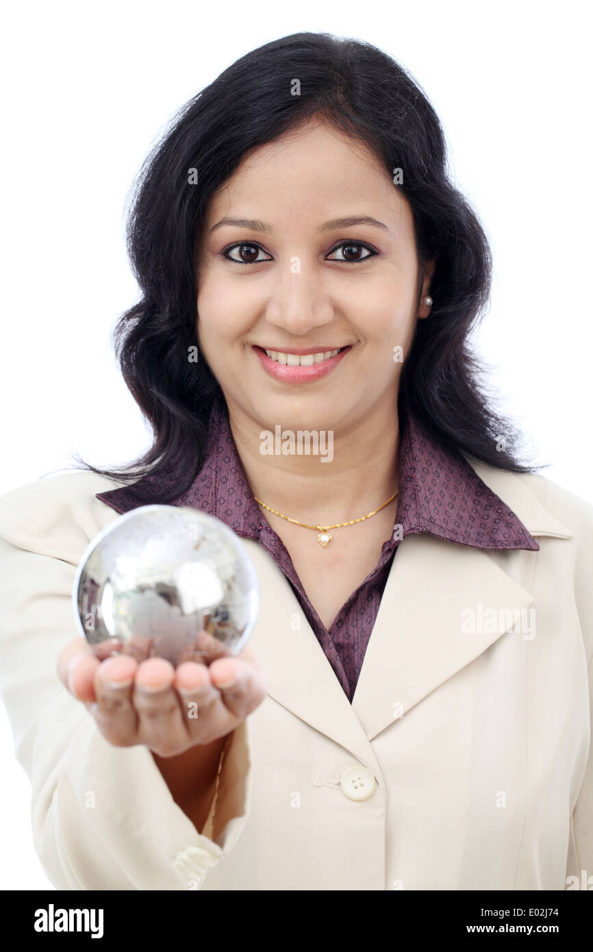 Woman holding globe hi-res stock photography and images - Alamy