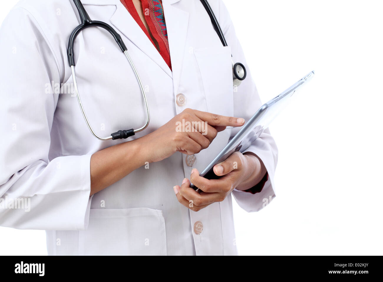 Closeup view of doctor using tablet computer Stock Photo