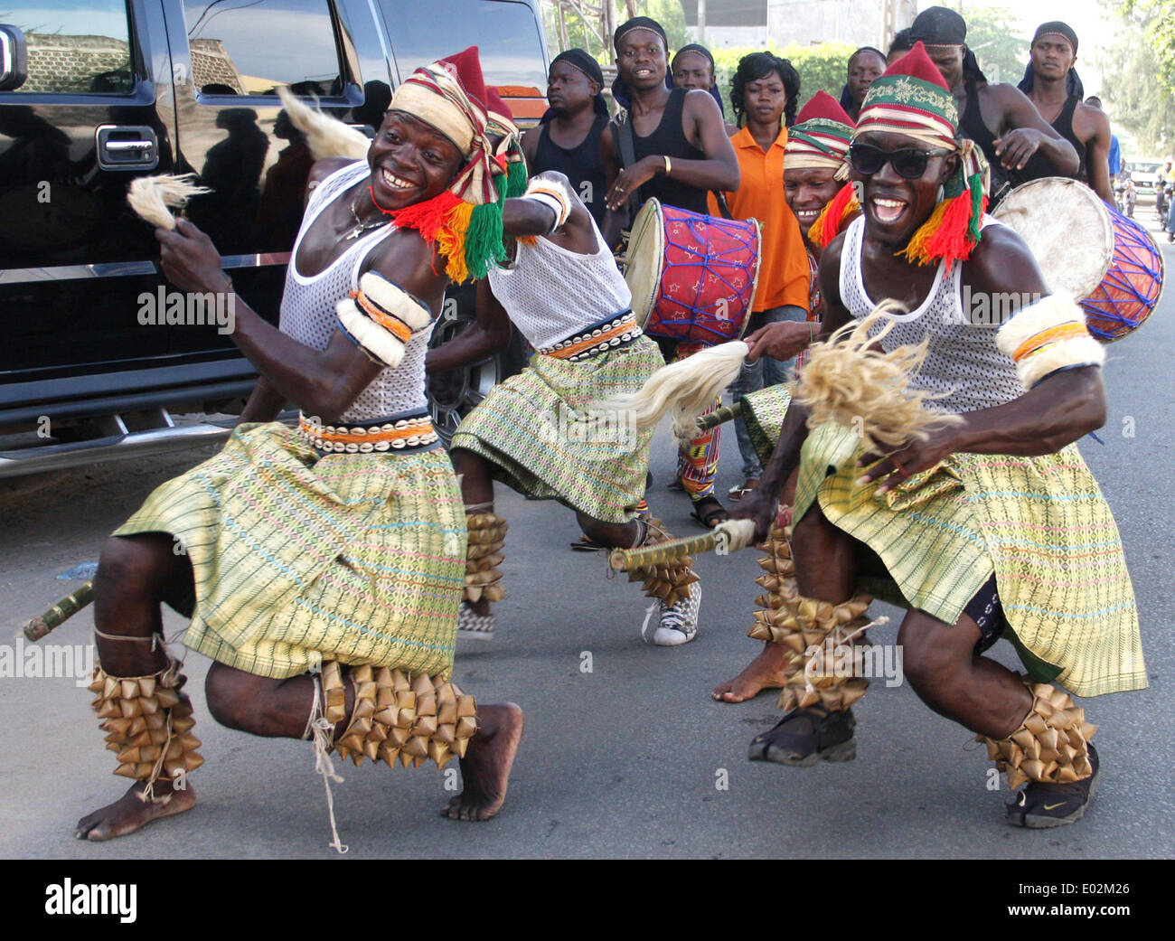 Cotonou, Benin. 29th Apr, 2014. Dancers participate in the annual Benin