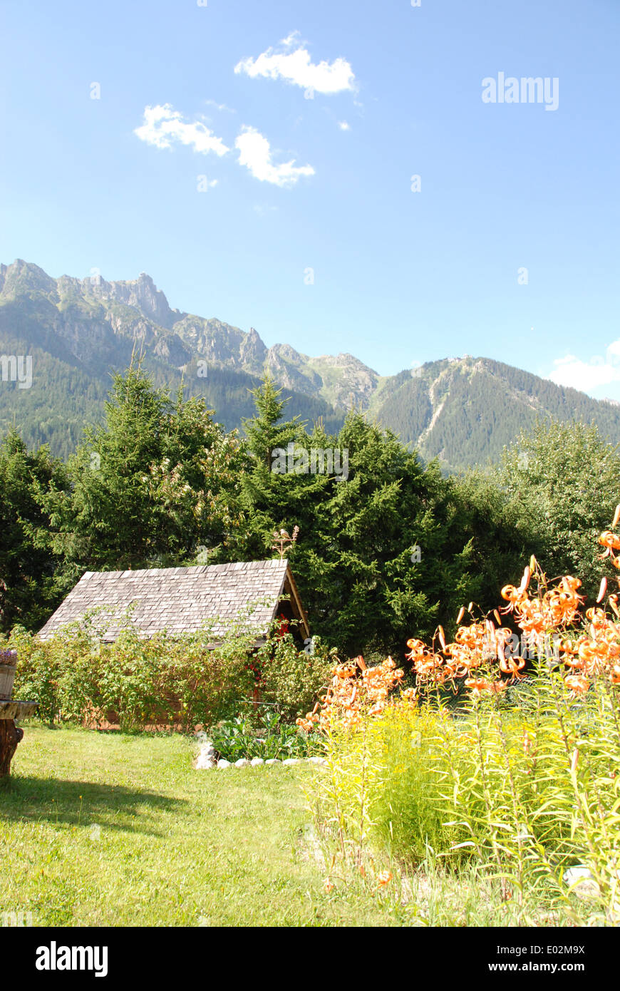 Garden in Chamonix France Stock Photo