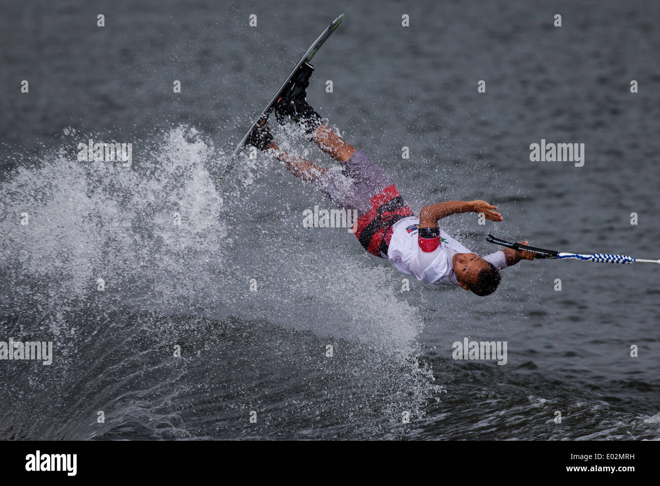 1st Place Winner of Open Men Tricks, Zulkarnain Maliki (INDONESIA) Putrajaya Nautique Ski & Wake Championships 2014 Stock Photo