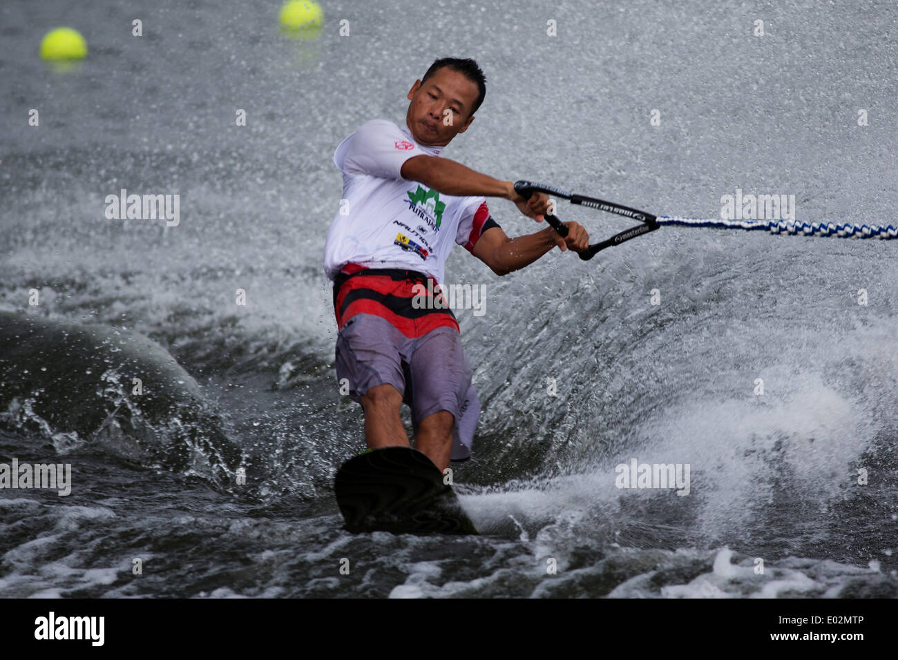 1st Place Winner of Open Men Tricks, Zulkarnain Maliki (INDONESIA) Putrajaya Nautique Ski & Wake Championships 2014 Stock Photo