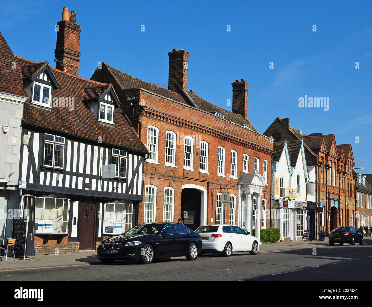 Old buildings along Bancroft, Hitchin, Hertfordshire, England, UK Stock
