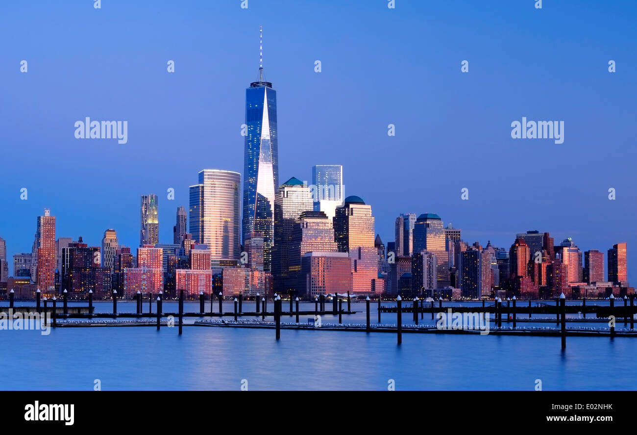 New York Skyline Viewed over the Hudson River, New York, USA Stock Photo