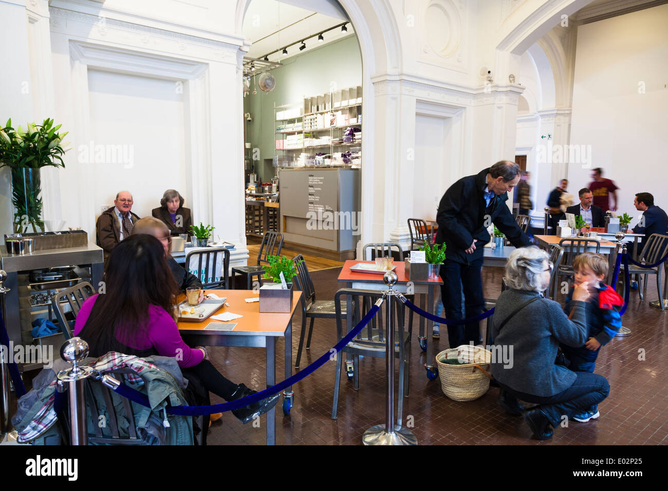 Customers in the cafe inside the Royal Academy, Burlington Gardens, London. Stock Photo