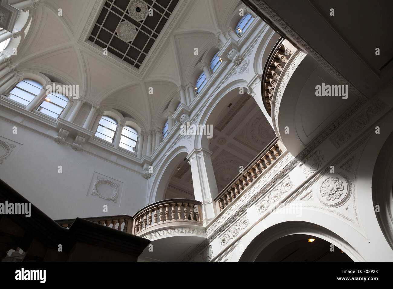 Architectural atrium in the Burlington Gardens building of the Royal Academy. Stock Photo