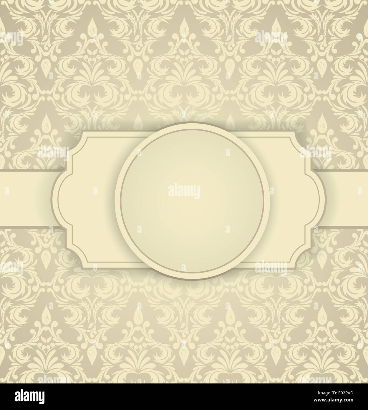 Invitation card with damask pattern and frame Stock Photo - Alamy