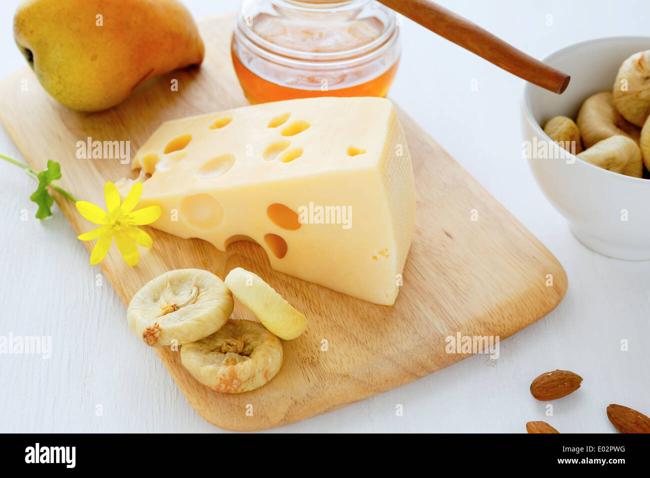cheese with honey, food closeup Stock Photo