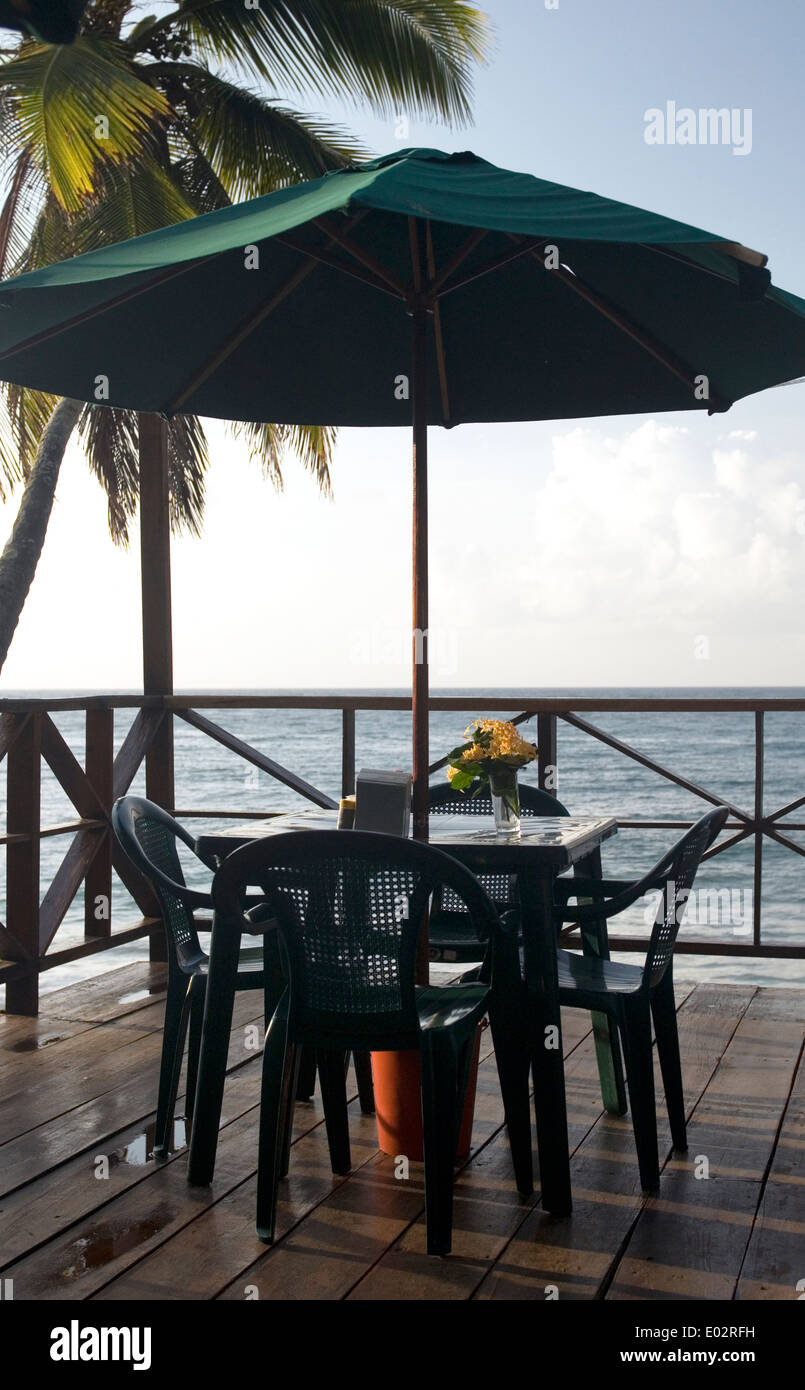 patio restaurant bar over Caribbean sea resort Big Corn Island Nicaragua Central America  Stock Photo