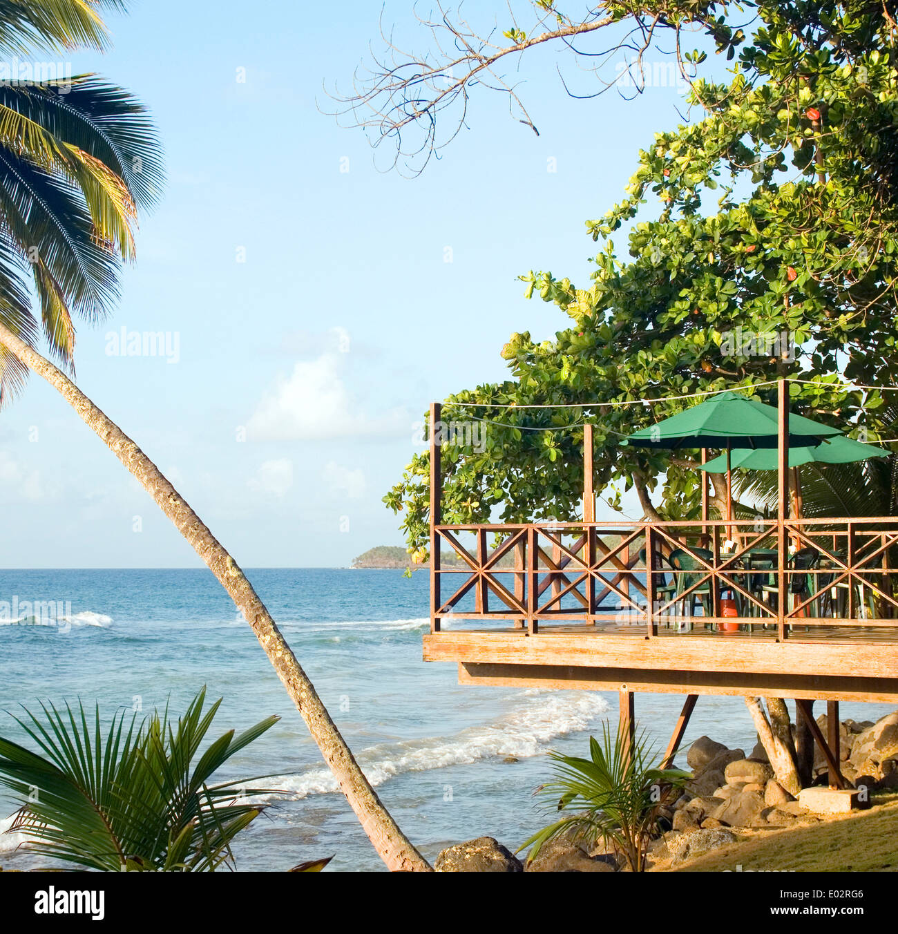 patio restaurant bar over Caribbean sea resort Big Corn Island Nicaragua Central America Stock Photo