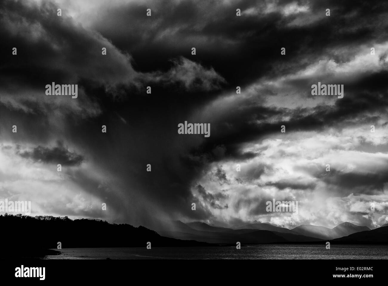 Storm clouds form over the Black Cuillin mountains on the Isle of Skye ...