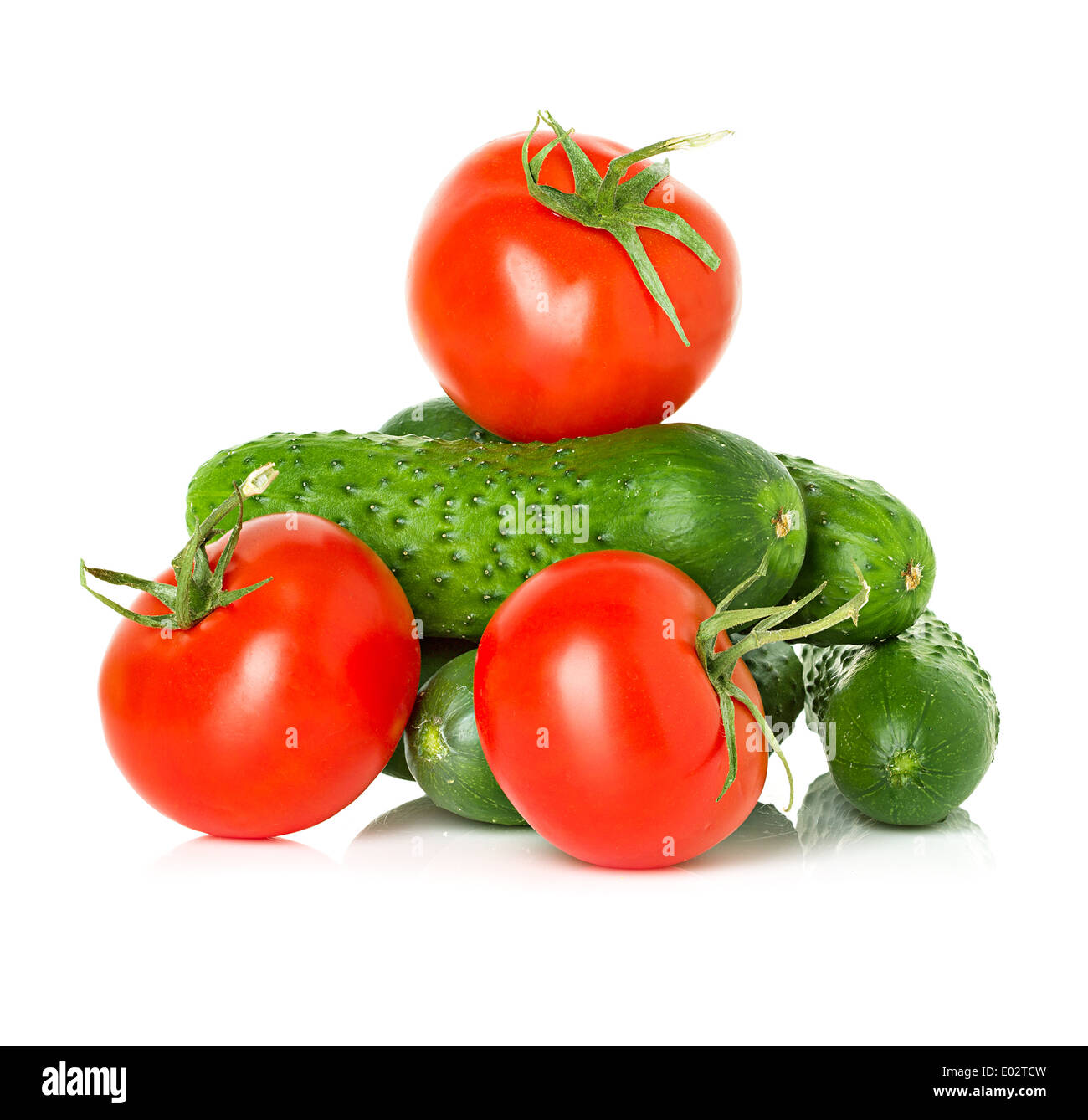 Red tomatoes and green cucumbers Stock Photo Alamy