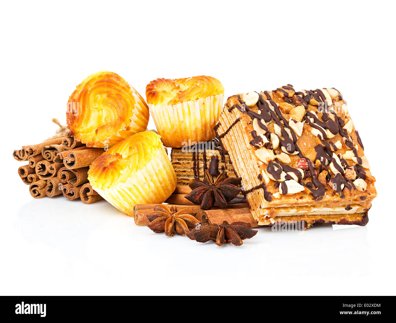 cake, muffin with anise and cinnamon isolated Stock Photo