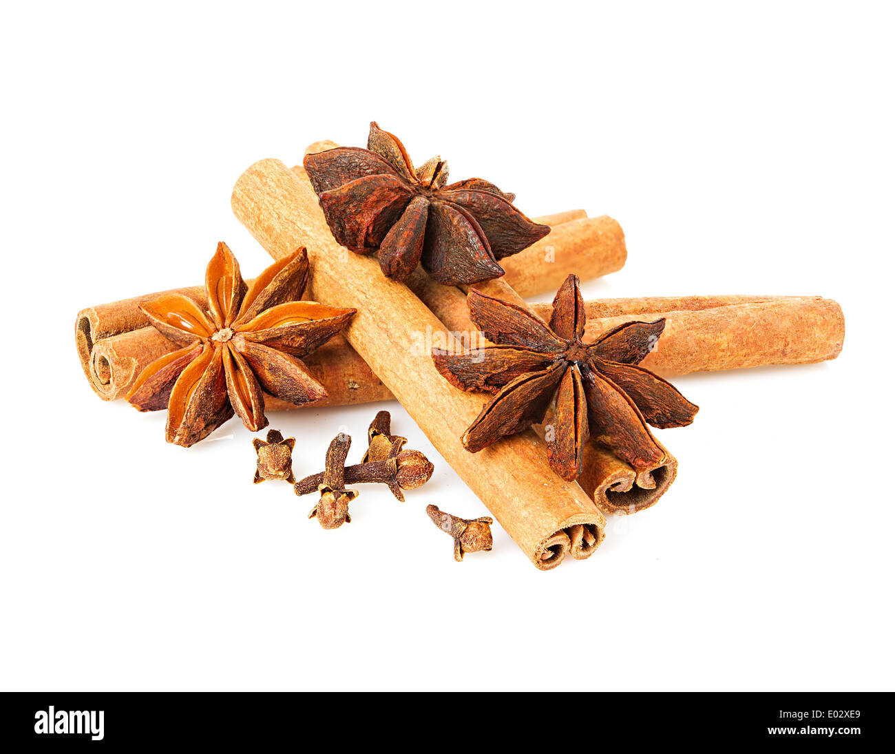 Anise, cinnamon and cloves isolated Stock Photo