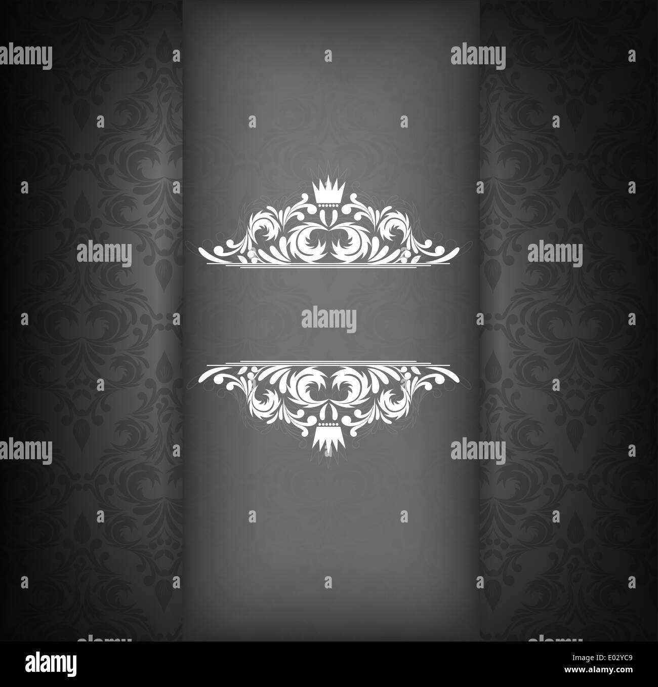 Damask design template in black color. Floral illustration Stock Photo Alamy