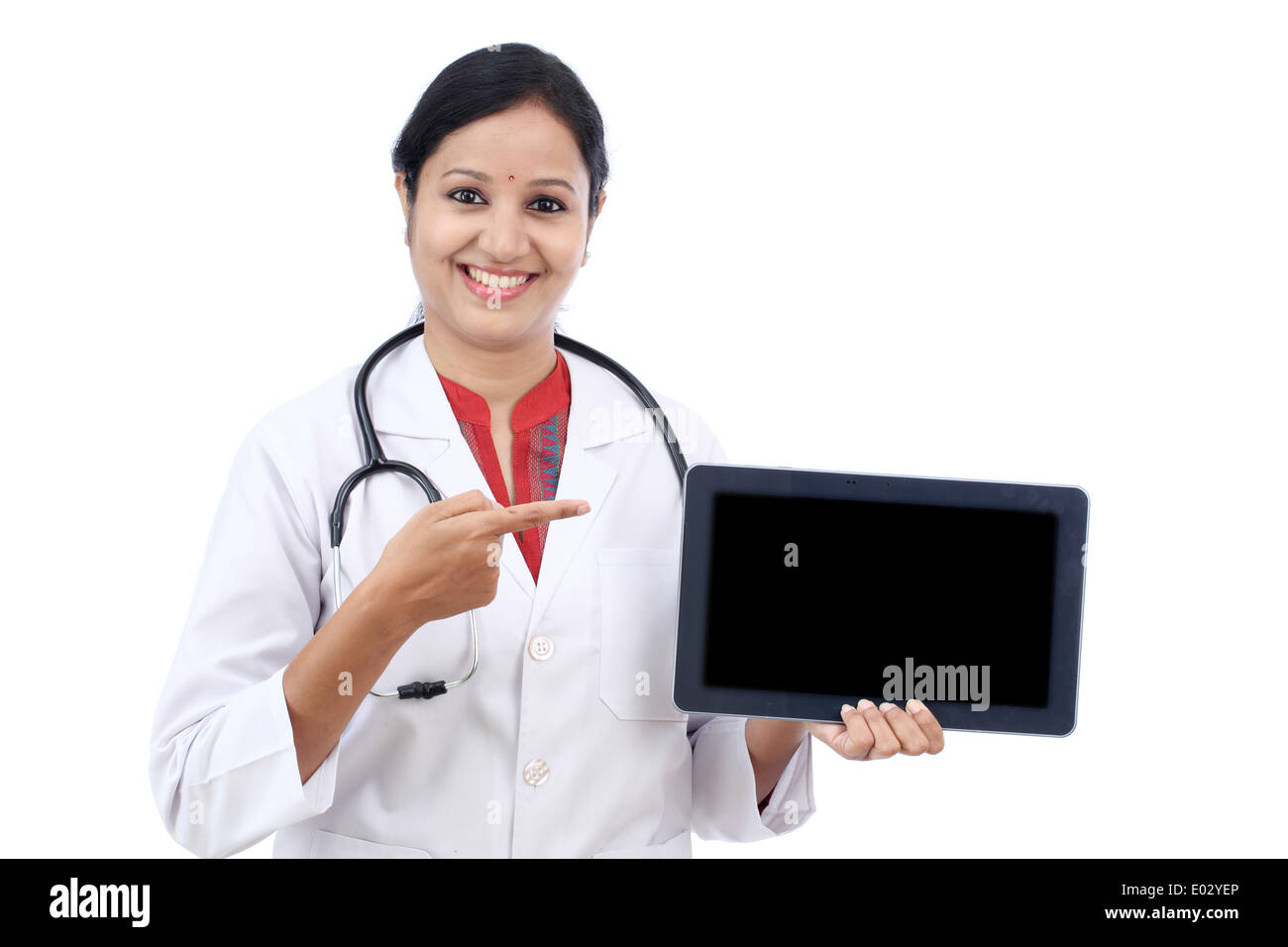 Indian female doctor against white hi-res stock photography and images ...