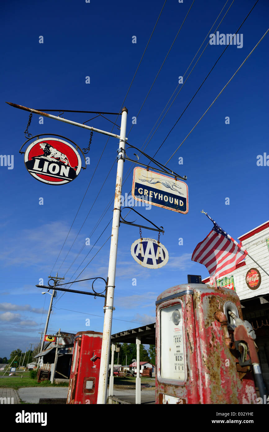 Vintage signs along the roadside. Stock Photo