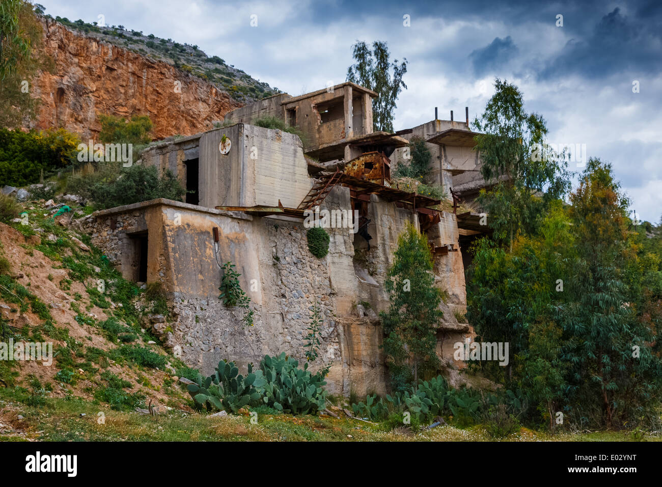 Old abandoned quarry ruins in Greece Stock Photo Alamy
