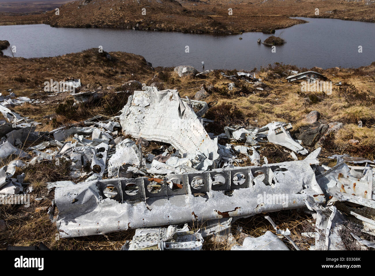 Wreckage from a B-24H Liberator Bomber serial no 42-95095  which crashed on 13th June 1945 Fairy Lochs Gairloch Scotland Stock Photo