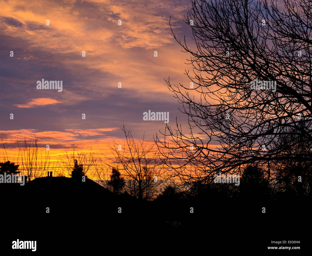 Dawn sky Cambridgeshire Stock Photo