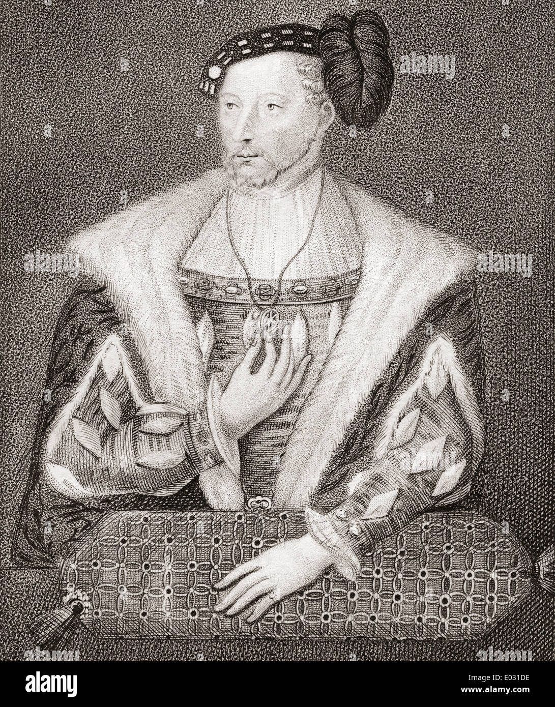 James V, King of Scots, 1512 – 1542. From Iconographia Scotica or Portraits of Illustrious Persons of Scotland, published 1797. Stock Photo