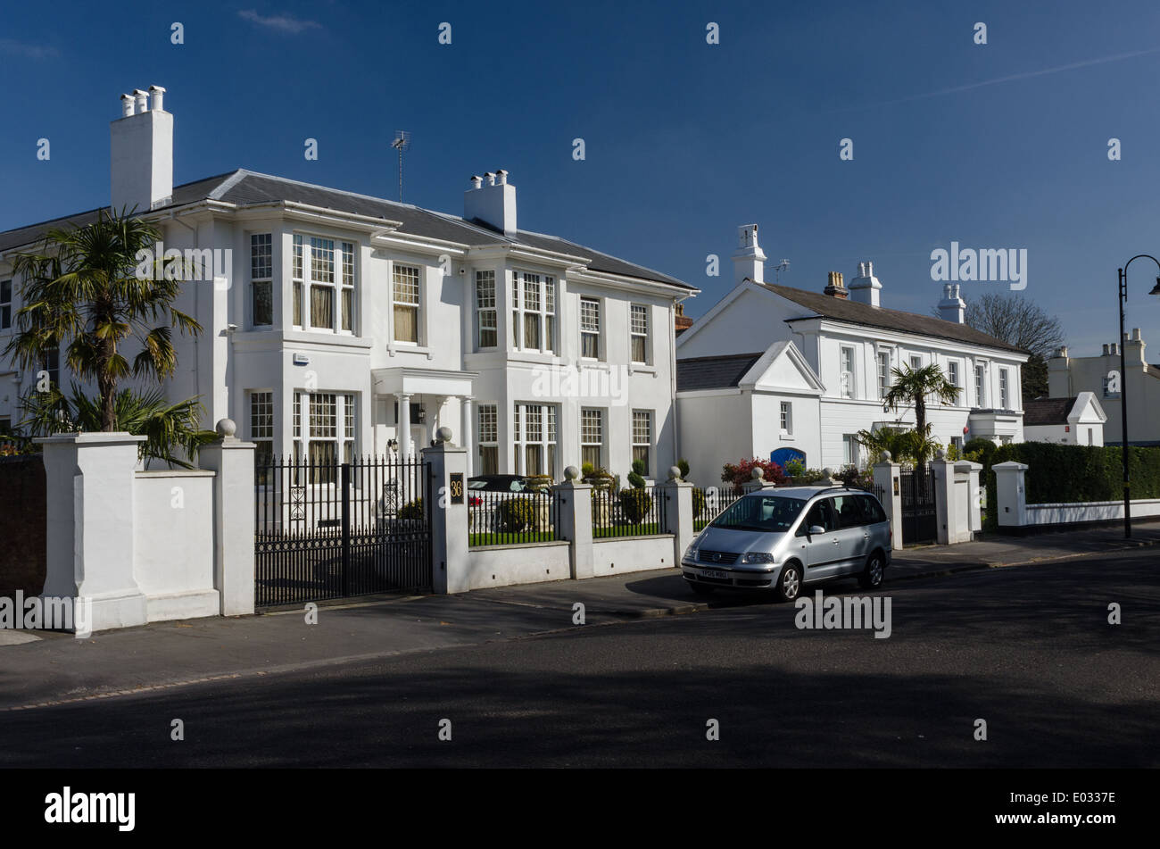 Large white houses in Carpenter Road, Edgbaston, Birmingham