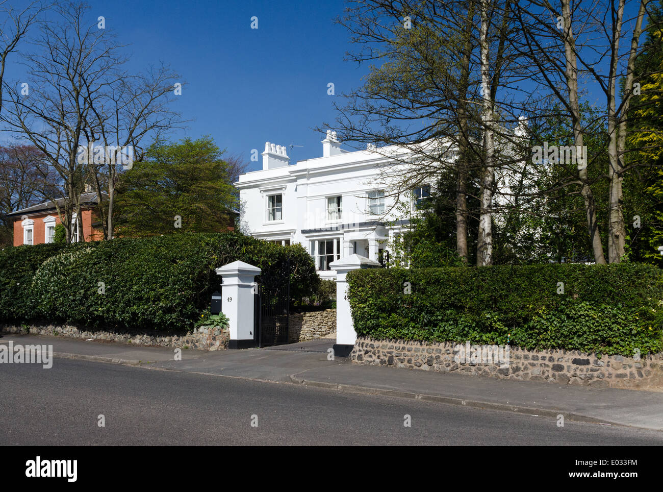Large white Georgian house in Wellington Road, Edgbaston, Birmingham Stock Photo