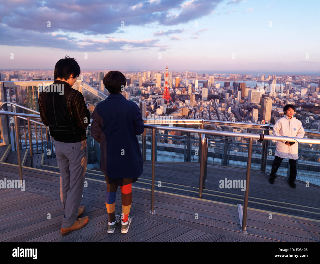 License available at MaximImages.com - People at observation deck of Mori Tower. Roppongi Hills, Tokyo, Japan. Stock Photo