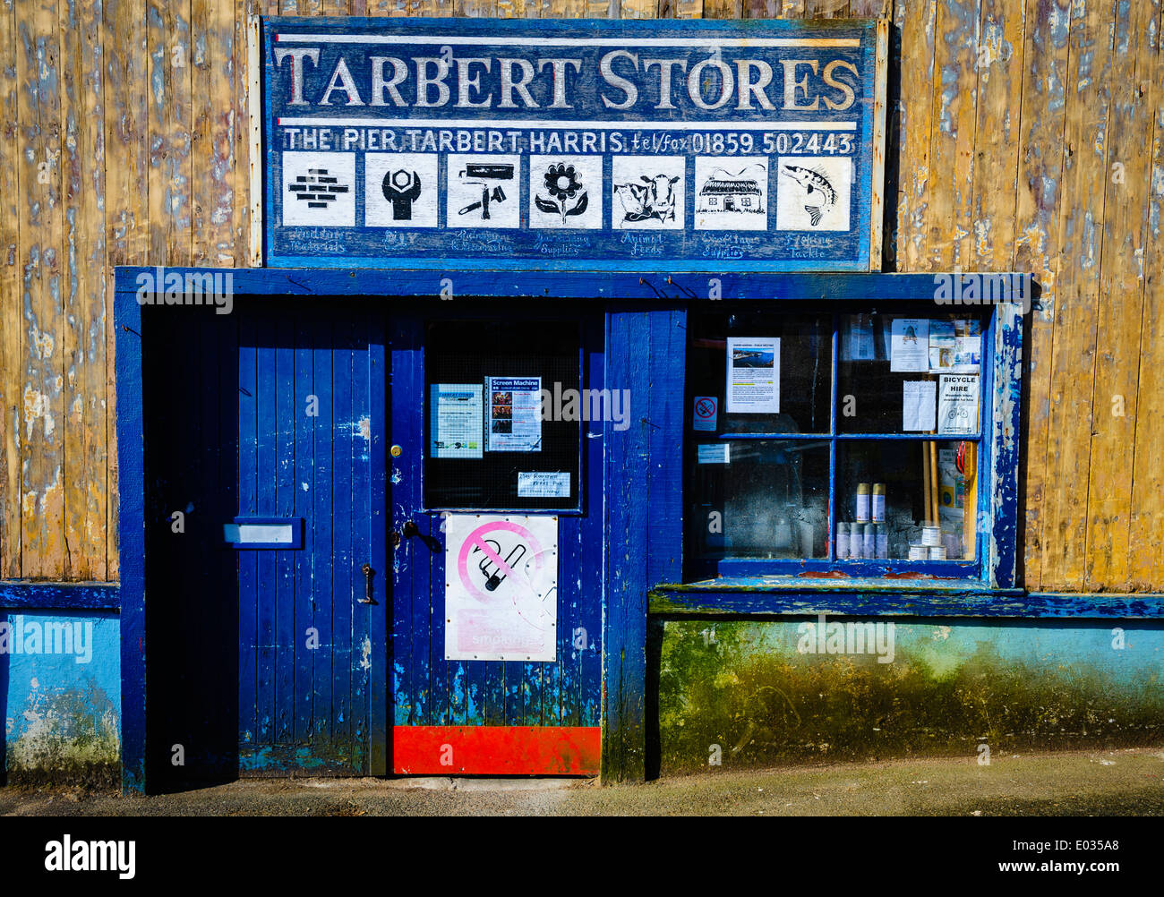 Frontage of Tarbert Stores, Tarbert, isle of harris, Outer Hebrides, Scotland Stock Photo