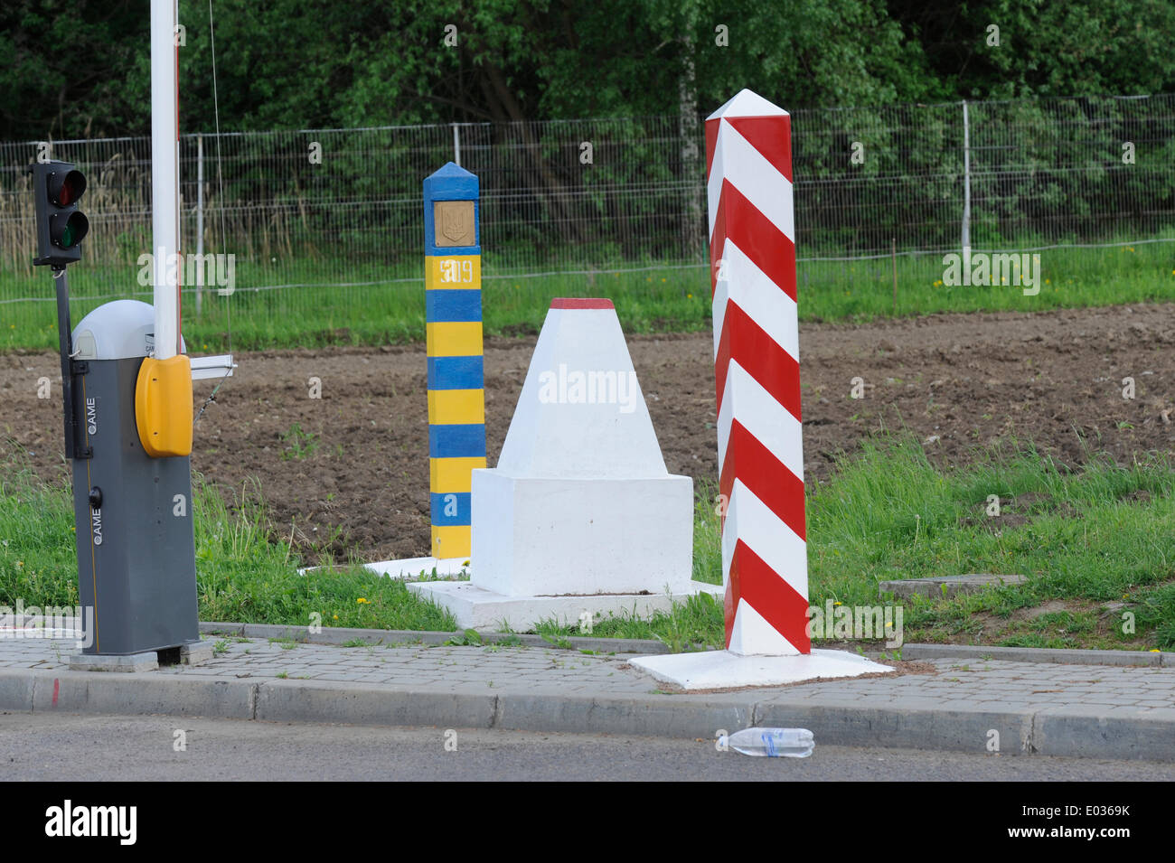 Polish- Ukrainian border, seen vom polish Medyka, May, 05, 2012. Stock Photo