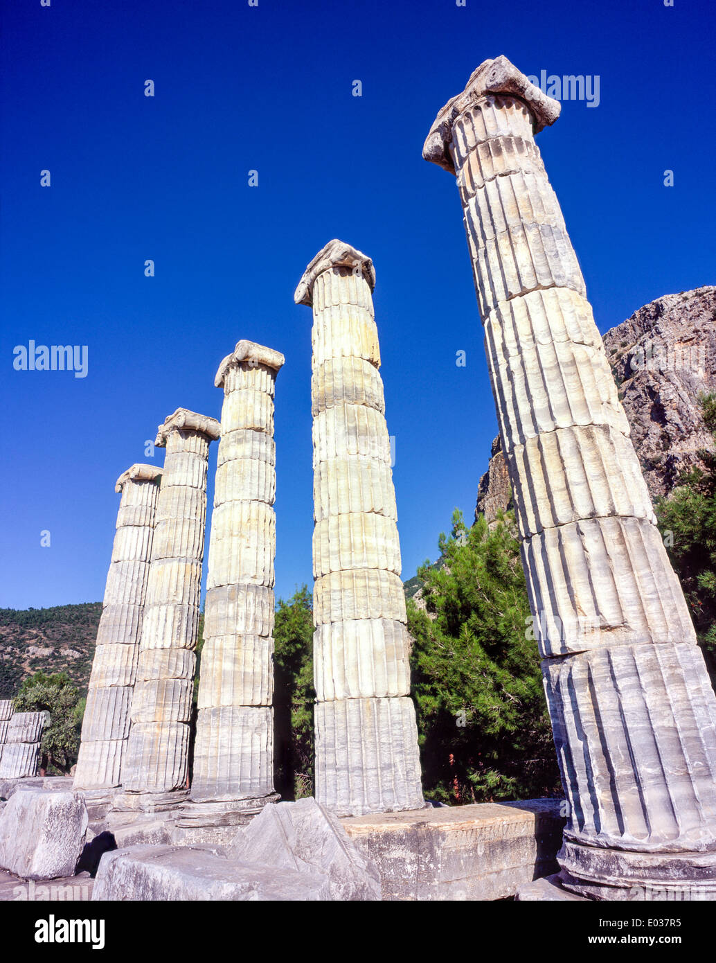 the Temple of Athena at ancient Priene Turkey Stock Photo