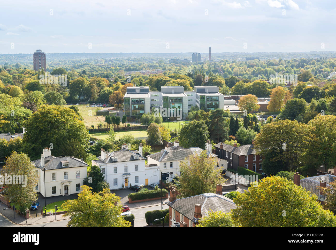 View over Edgbaston and Birmingham City University campus, Birmingham, England Stock Photo