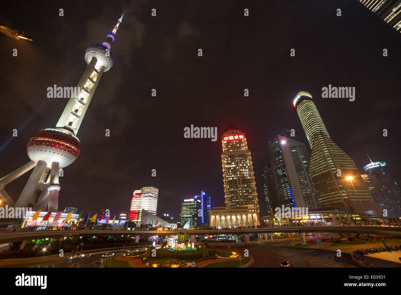 The Oriental Pearl Tower city skyline Shanghai Stock Photo
