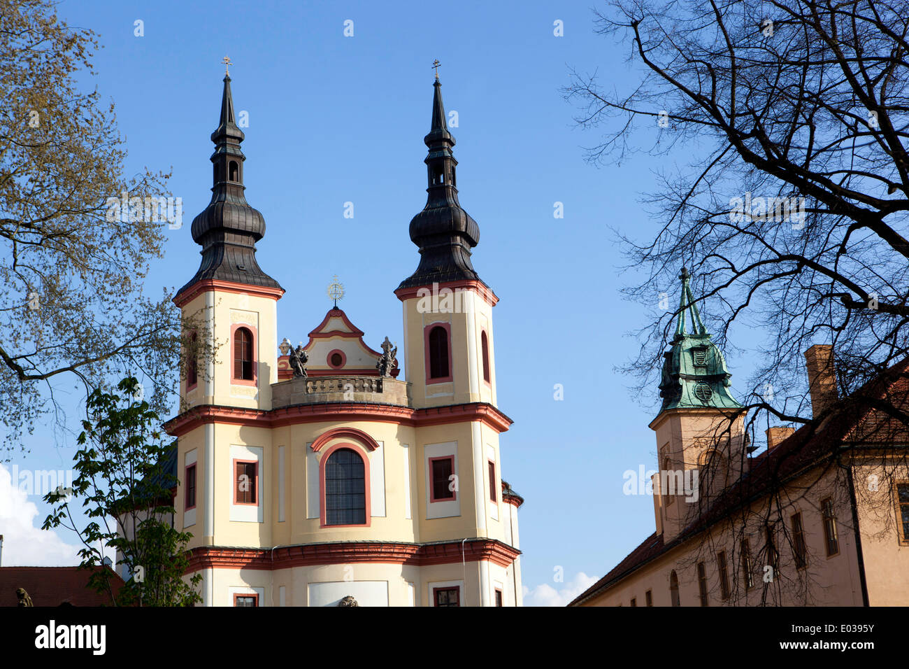 Baroque Piarist Church of the Finding of the Holy Cross Litomysl, UNESCO town Czech Republic Stock Photo