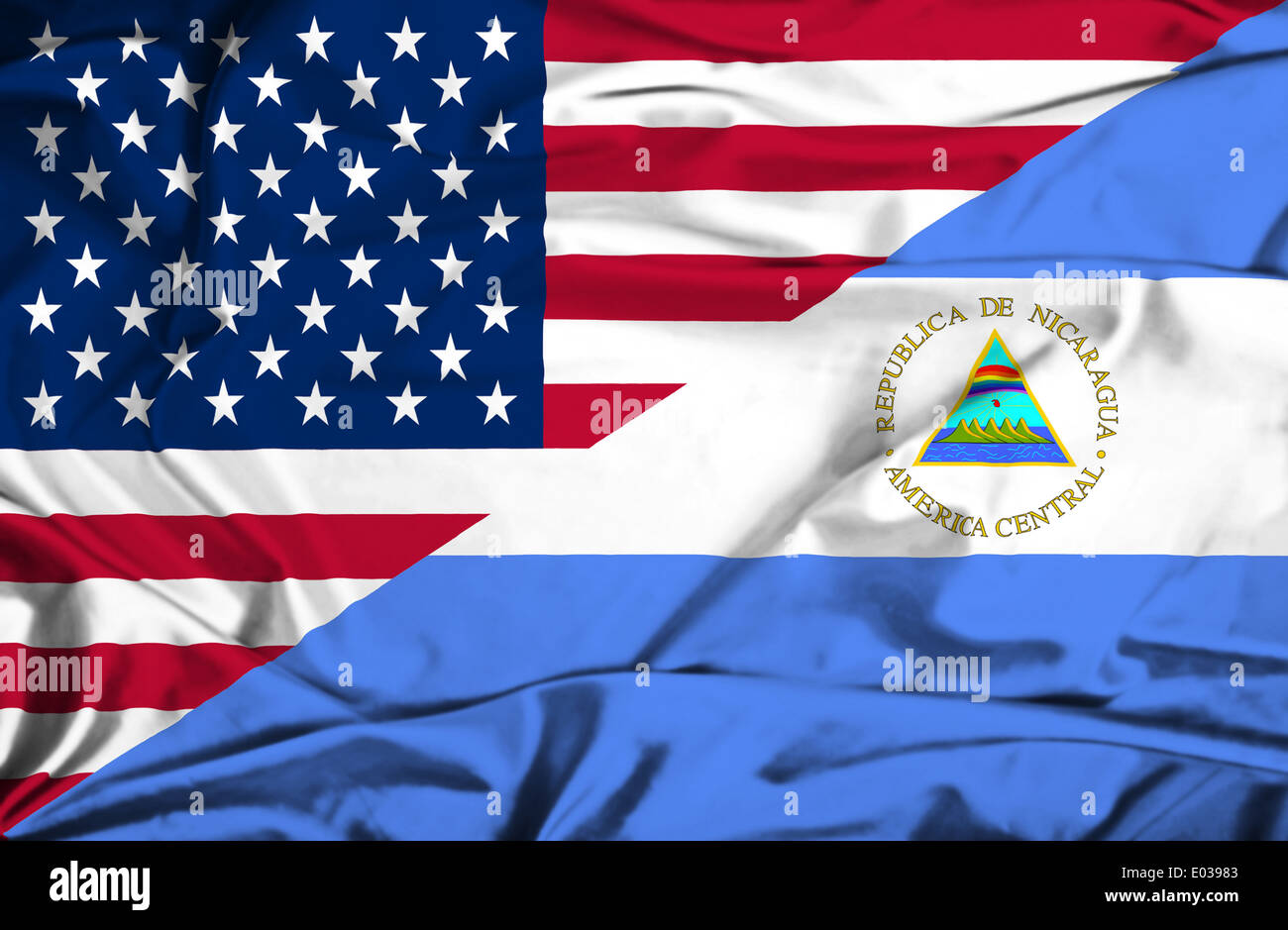 Waving flag of Nicaragua and USA Stock Photo Alamy