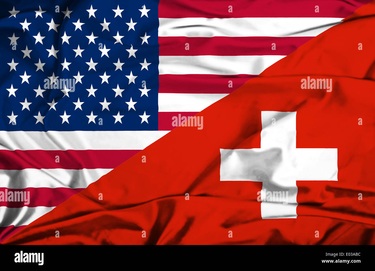 Waving flag of Switzerland and USA Stock Photo Alamy