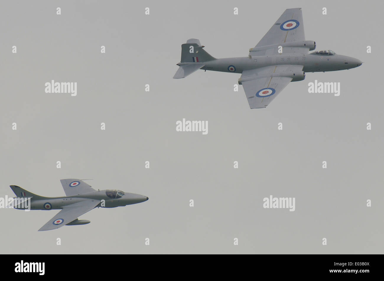 Cotswold Airport. Canberra and Hunter classic vintage jets of Midair Squadron civilian jet