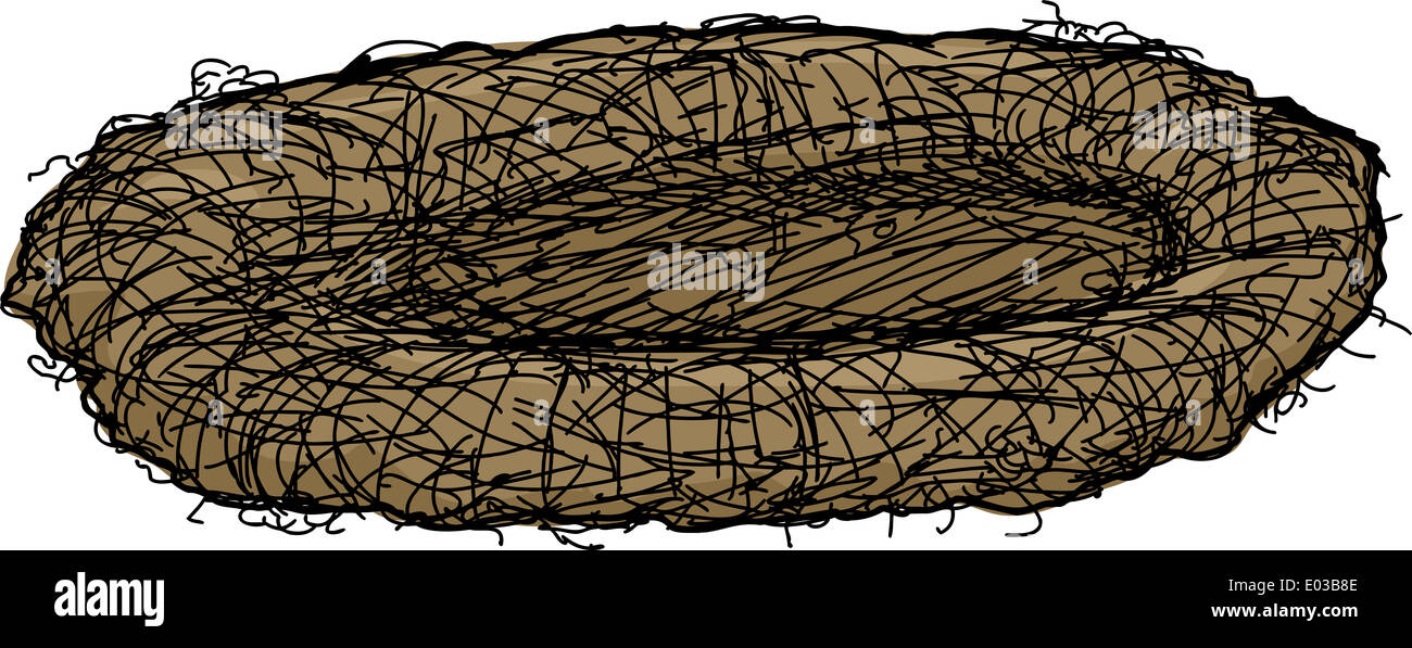 Doodle of isolated bird nest over white background Stock Photo Alamy