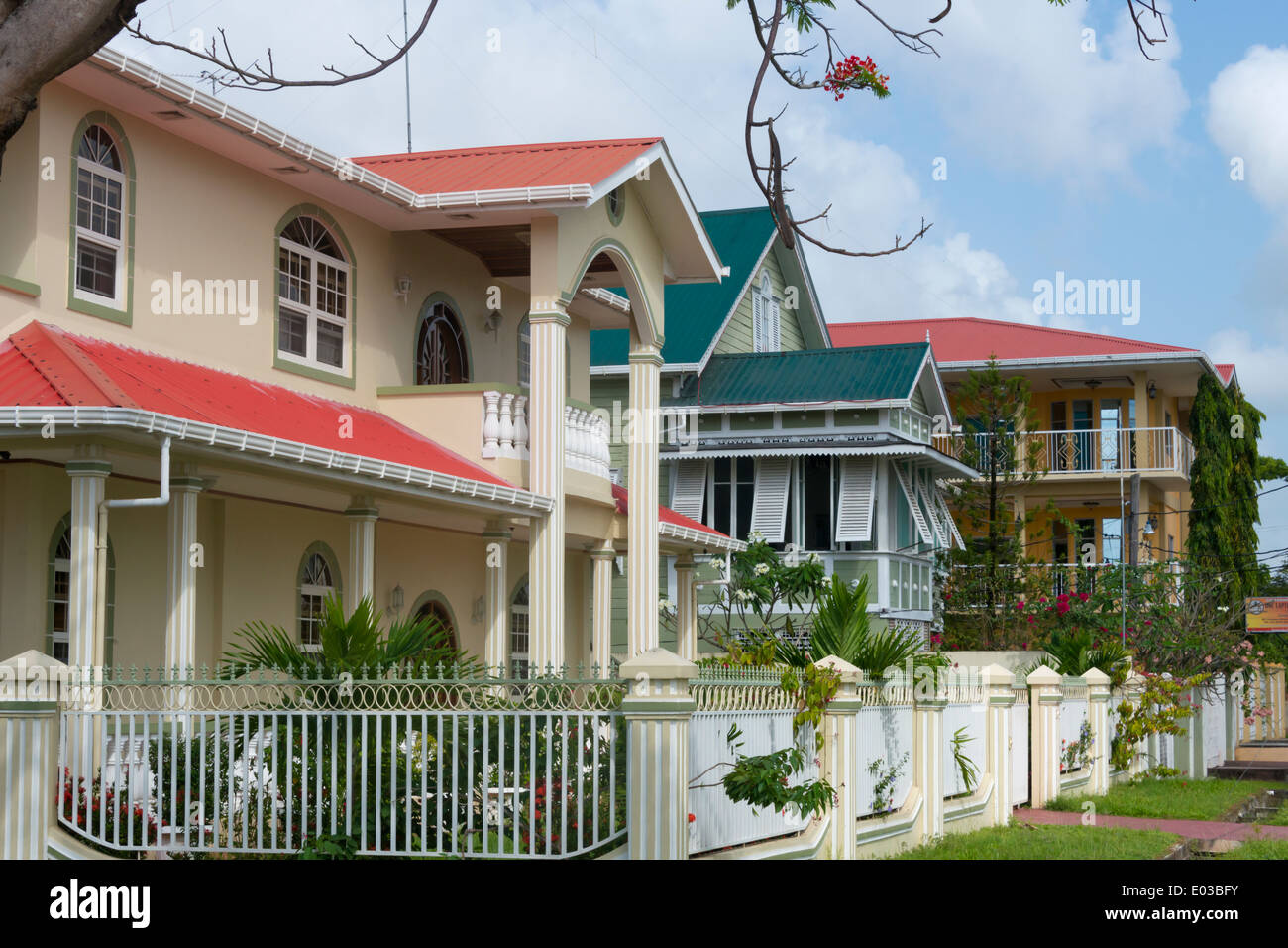 Colonial houses, Georgetown, Guyana Stock Photo