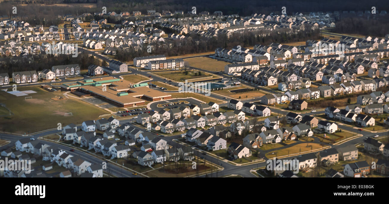 SOUTH RIDING, VIRGINIA, USA Aerial of new housing development and