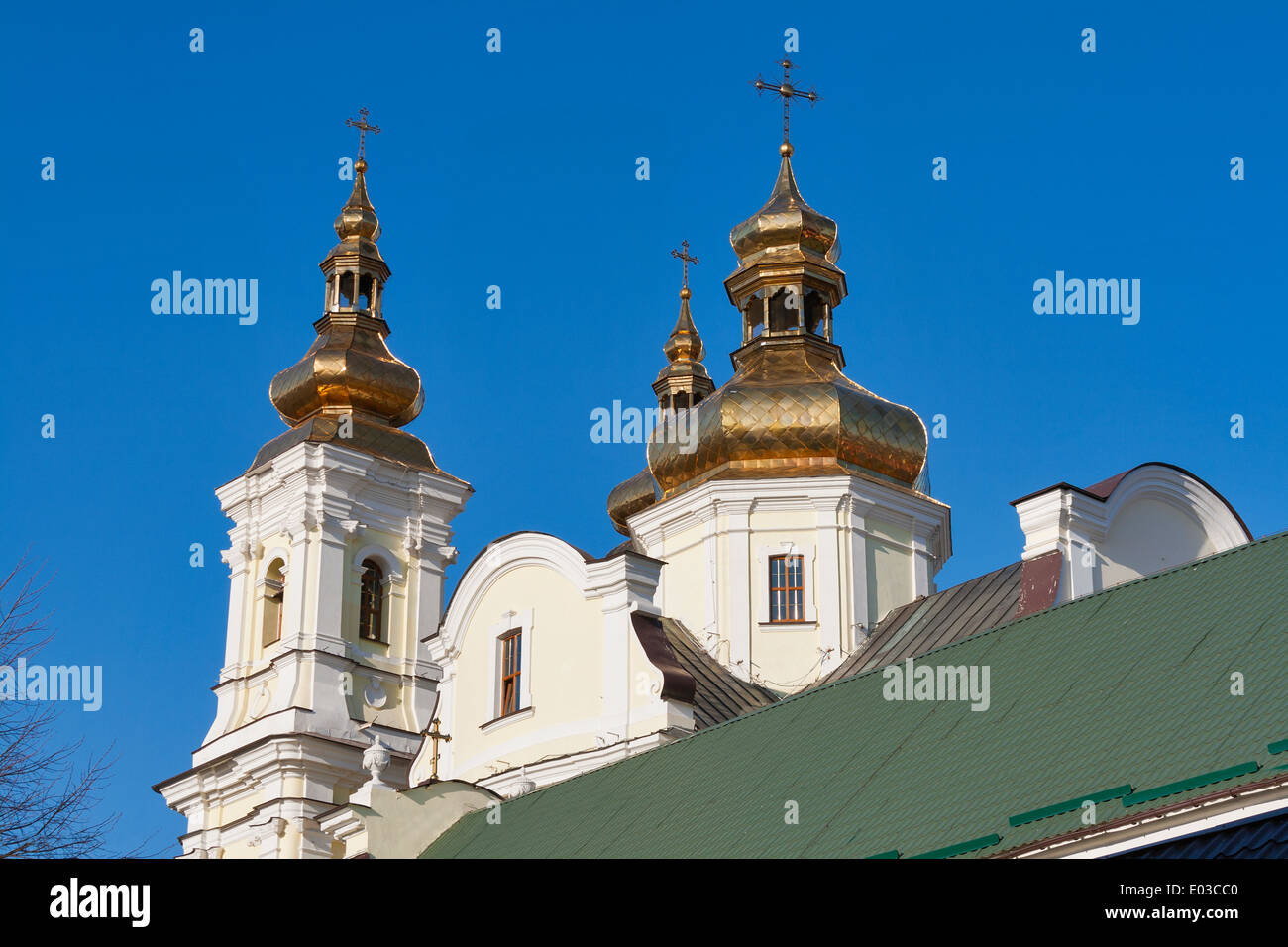 Domes of Transfiguration Cathedral in Vinnitsa, Ukraine. Built in 18th century. Stock Photo