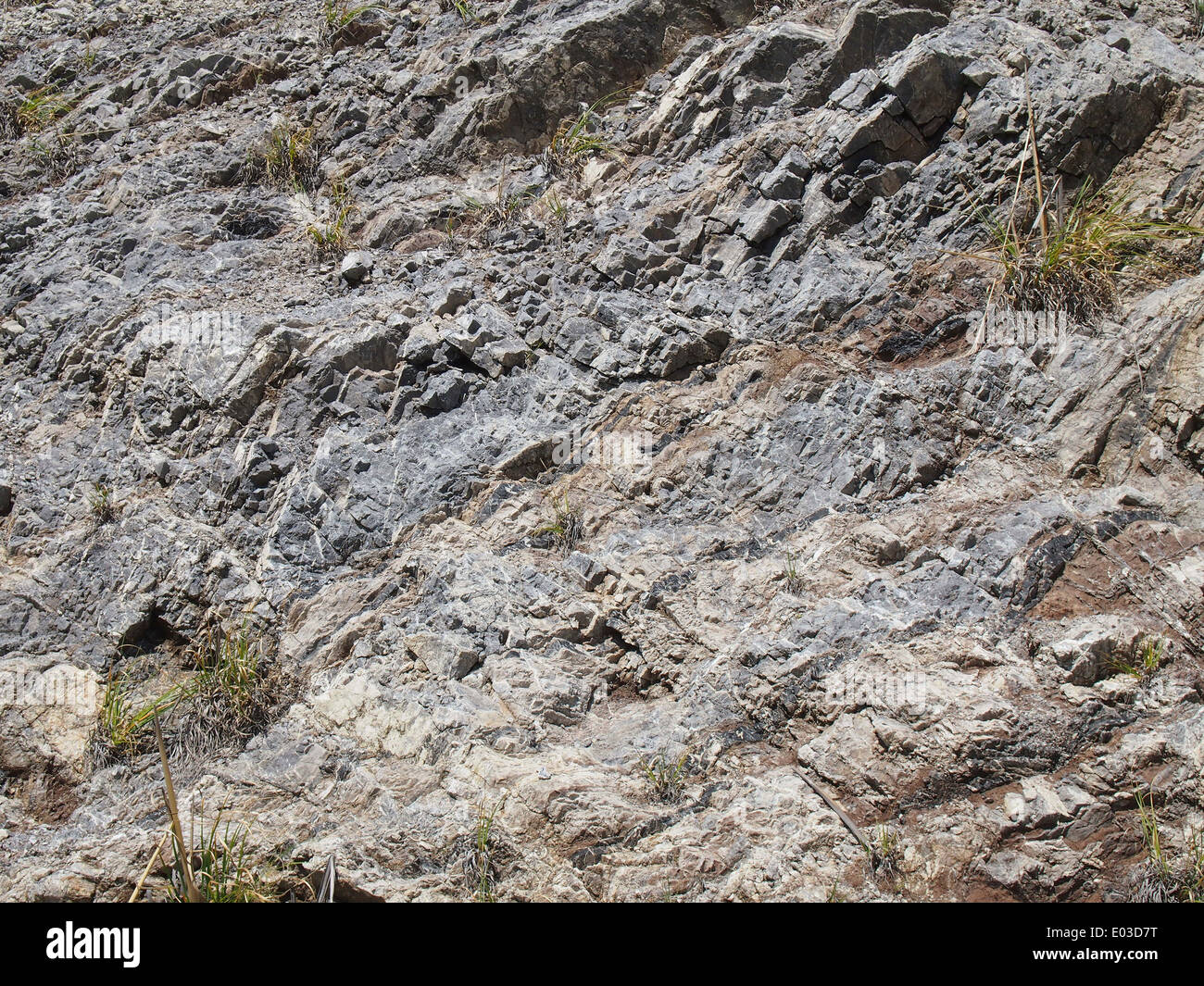 Calera Limestone beds, Rockaway Quarry, Pacifica, California Stock