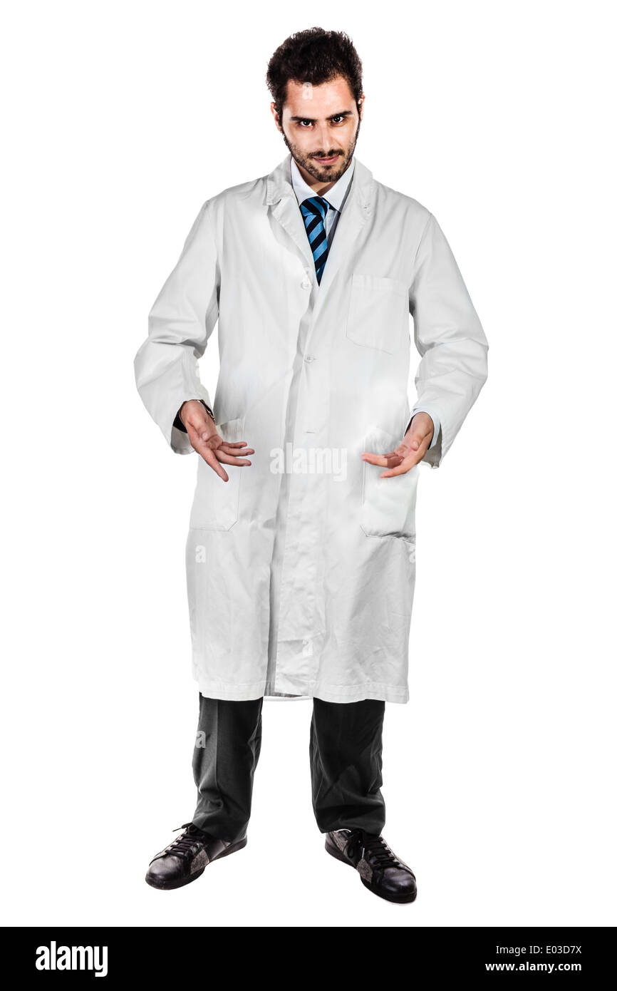 a young and handsome doctor or medical student isolated over a white background Stock Photo