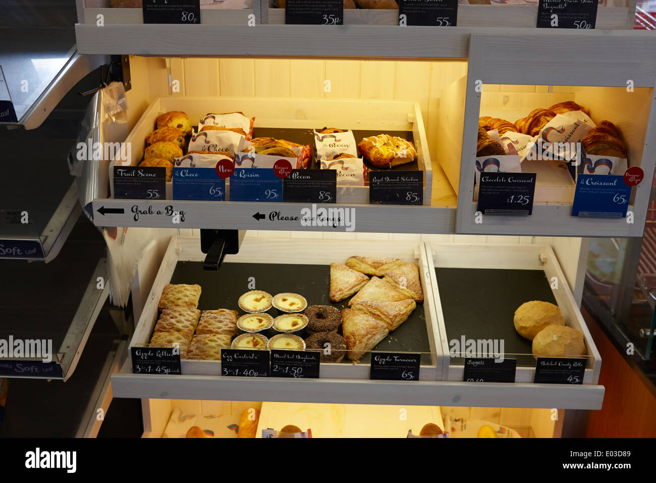 cuisine de france pastries on display in a filling station convenience store in northern ireland Stock Photo